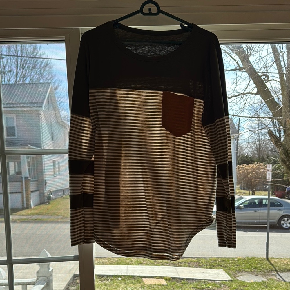 Striped Long Sleeve Shirt with Pocket